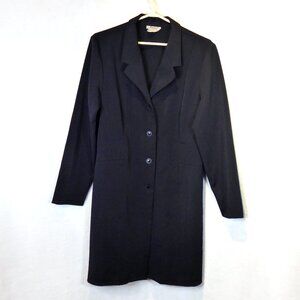 Jessica Button Front Elegant Long Sleeve Black Jacket Size XL